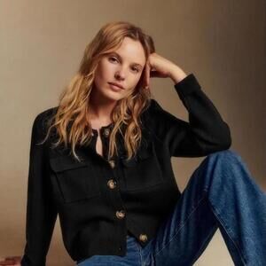 Sezane Betty Cardigan Black New With Tags Size XXS